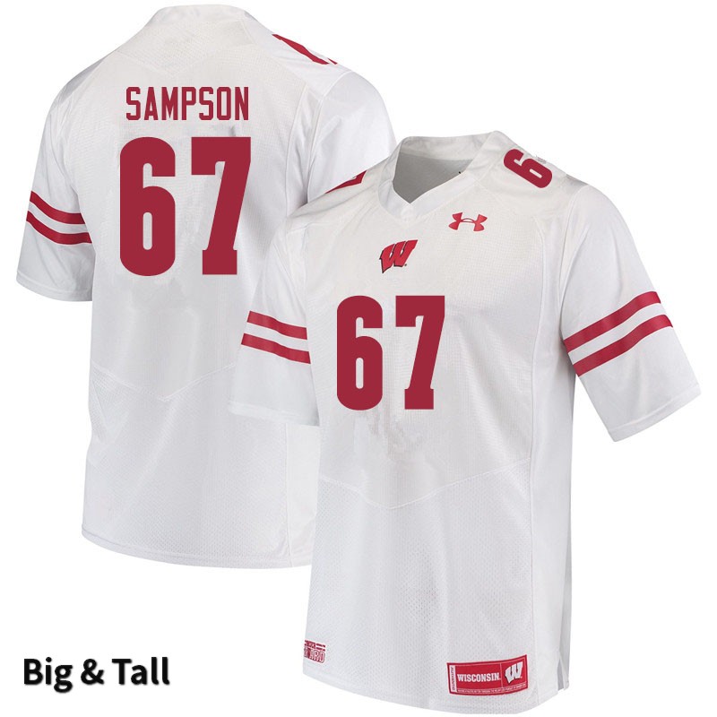 Wisconsin Badgers Men's #67 Cormac Sampson NCAA Under Armour Authentic White Big & Tall College Stitched Football Jersey LH40T21GO